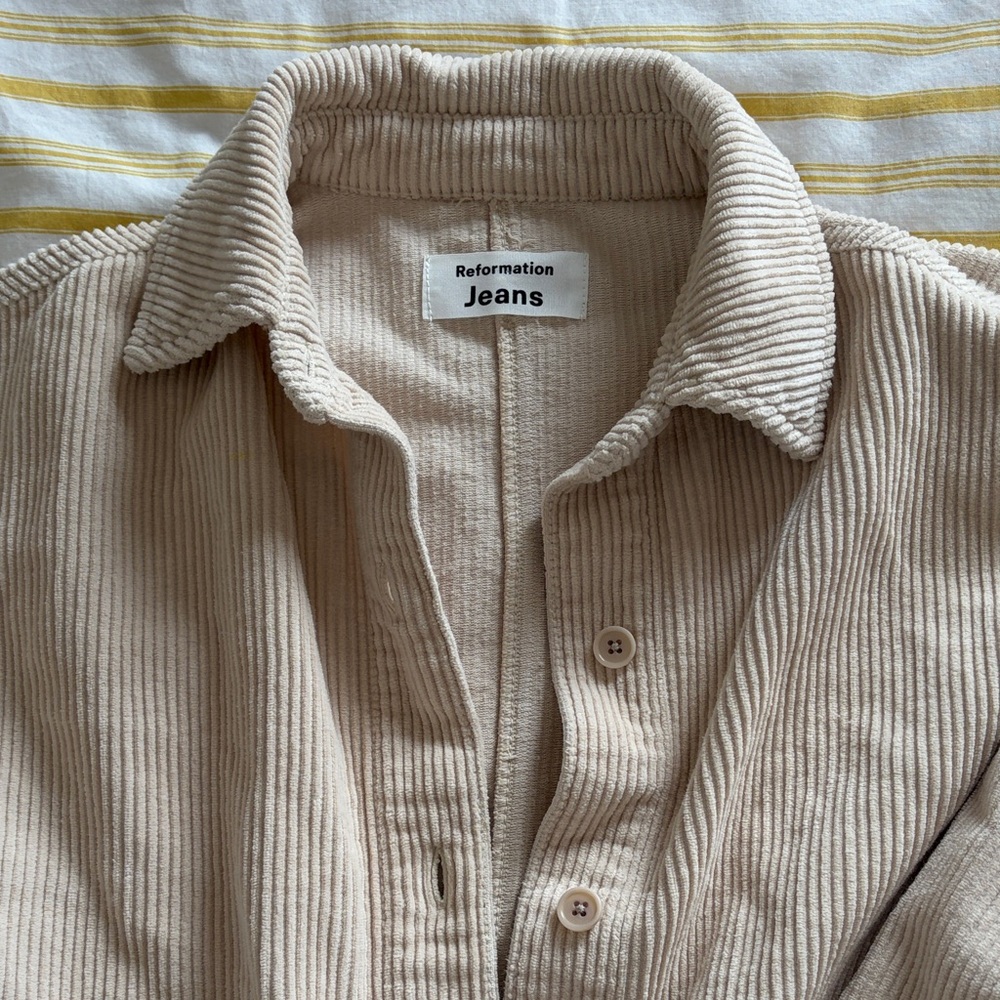 Reformation Beige Corduroy Shirt